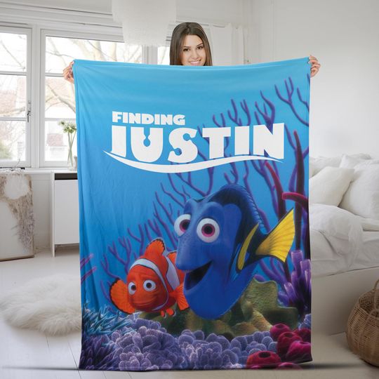 Discover Custom Name Blanket Disney Finding Nemo Blanket, Fleece Throw Blanket For Couch Sofa Bed Throw Soft Fuzzy, Plush Luxury Flannel SKZU09