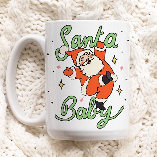 Discover Christmas Santa Mug, Retro Christmas Mug, Hot Chocolate Mug, Christmas Eve Box Filler, Boy Girl Xmas Secret Santa, Festive Ceramic Cup
