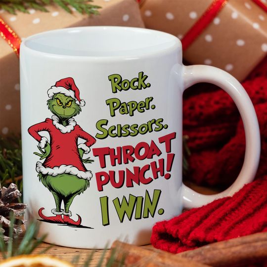 Discover Rock Paper Scissors Mug, Christmas Mug, Funny Christmas Mug, Ceramic Coffee Mug, Christmas Gift Idea, Coffee Lover, Winter Mug, Holiday Gift