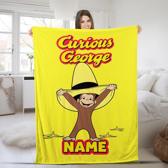 Discover Personalized Curious George Blanket/Curious George Blanket/Custom Name Blanket/Birthday Moneky George Blanket/Money Lover Blanket OGVB23