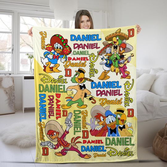 Discover Custom Disney The Three Caballeros Blanket, Margarita Donald Duck Panchito Pistoles Birthday Boy, WDW Disneyland Epcot Gift UM2E14
