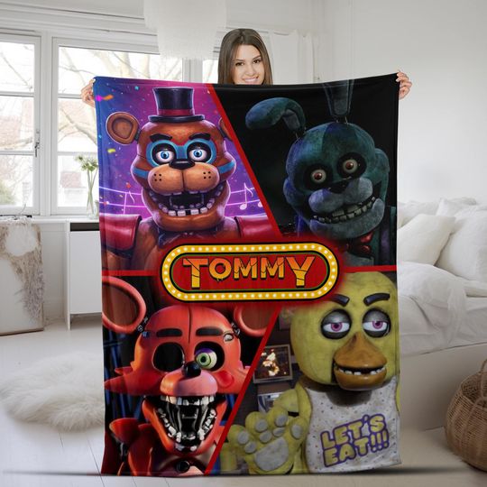 FNAF Baby Blanket - Custom Name Birthday or Anniversary Gift for Kids