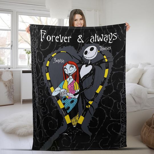 Discover Personalized Disney The Nightmare Before Christmas Blanket/Custom Name Jack Skellington Sally Blanket/Disneyland Oogie Boogie Blanket OHOR18