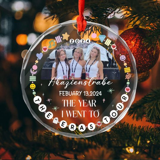 Discover Custom Eras Ornament, Tour 2024 Ornament, it was rare and was there, Personalized Swift Fan Glass Ornament, Merry Swiftmas Ornament