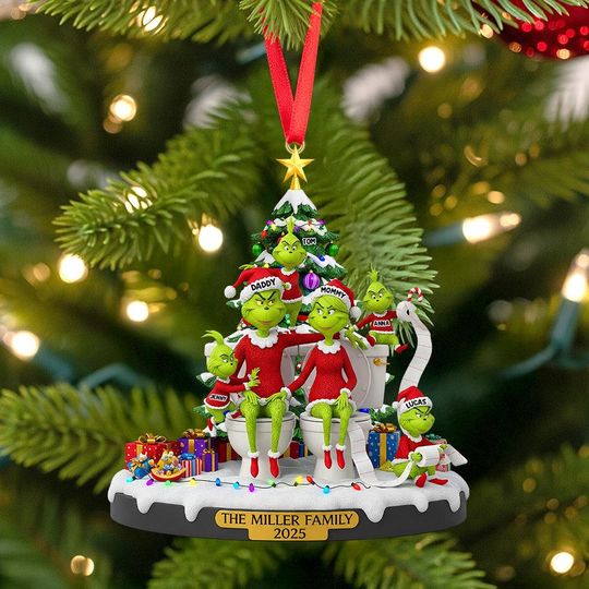 Discover Grch Green Monster Family - Personalized Acrylic Ornament - Christmas Gifts For Family