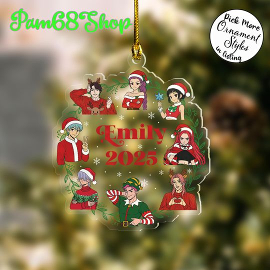 Discover Kpop Family 2025 Xmas Ornament, Huntrix Acrylic Ornament, Kpop Demon Hunter Ornament, Gift Decor For Huntrix Fan, Huntrix Christmas Ornament