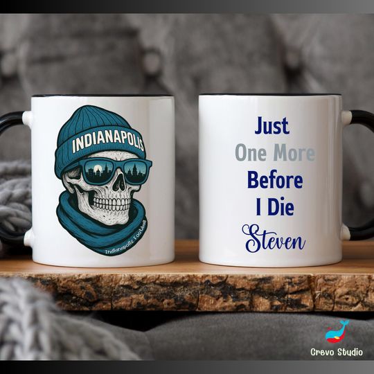 Discover Indianapolis Football Skull Mug, Personalized Colt Coffee Cup, Custom Name Fan Gift