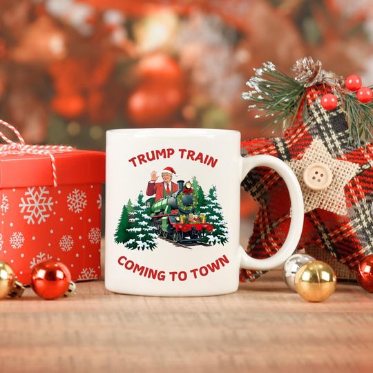 Discover Trump Train Christmas Mug: Republican Gift, MAGA Coffee Cup