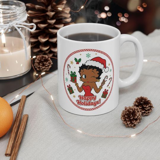 Discover Betty Design Mug, Cute Holiday Mug, Coffee Lover Gift, Christmas Mug, Christmas Gift, Kitchenware Gift, Cartoon Print Mug, Ceramic Mug