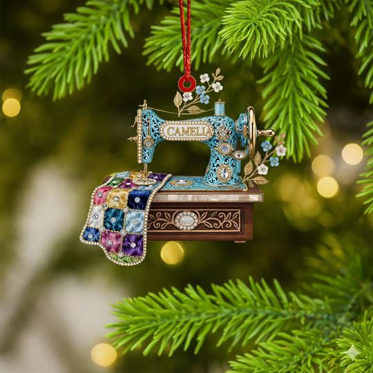 Discover Personalized Sewing Machine Acrylic Ornament 2025  Custom Quilter Christmas Ornament, Seamstress Gift, Quilting Studio Decor, Crafting Xmas
