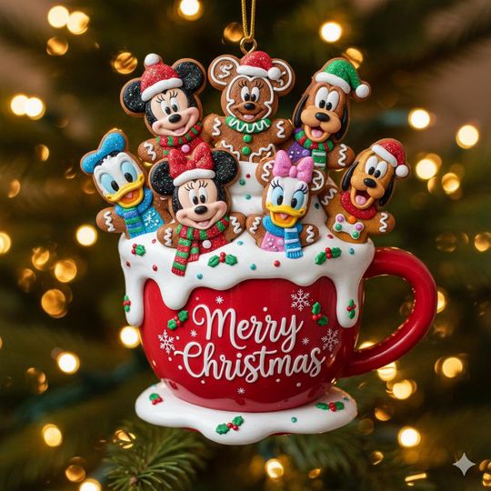 Discover Custom Disney Gingerbread Christmas Acrylic Ornament, Disney Christmas Decor, Disney Family Christmas Family Ornament, Very Merry Christmas