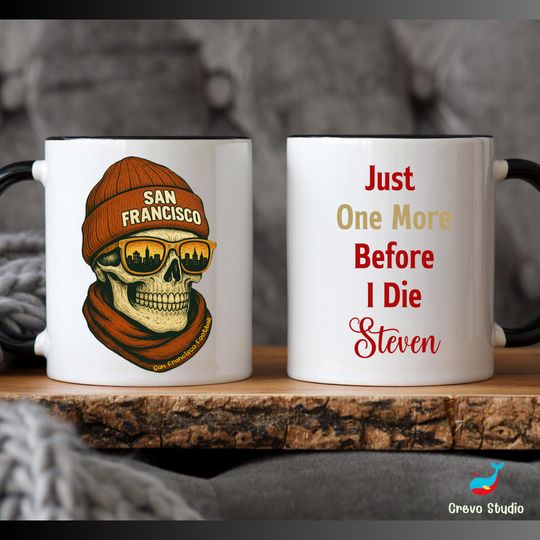 Discover San Francisco Football Skull Mug, Custom Niners Coffee Cup, Gift for 49ers Fans