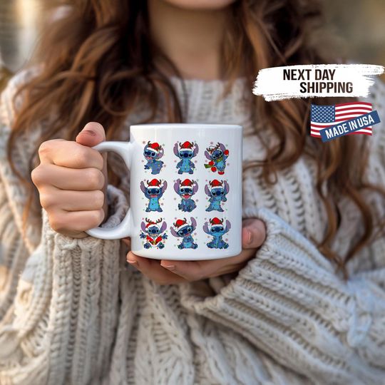 Discover Disney Christmas Party Mug, Stitch Fan Holiday Mug Cup, Lilo And Stitch Holiday Mug, Stitch Lovers Holiday Mug, Cute Holiday Disney Mug Cup