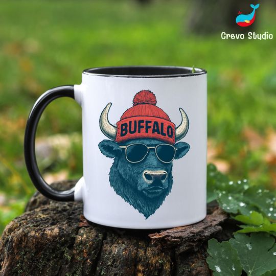 Discover Buffalo Football Mug, Custom Coffee Cup Gift, Personalized Name for Buffalo Fan