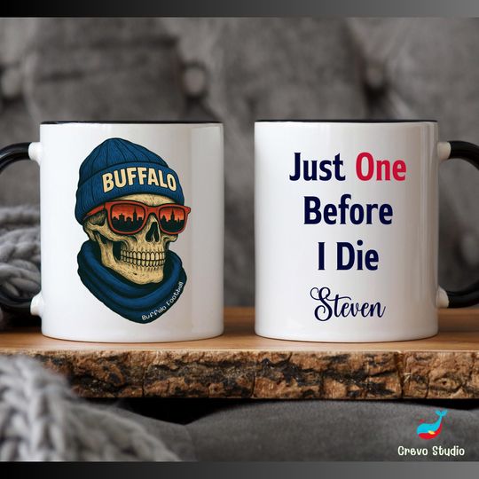 Discover Buffalo Football Skull Mug, Custom Coffee Cup Gift, Personalized Name for Buffalo Fan, Bill Mafia Gift