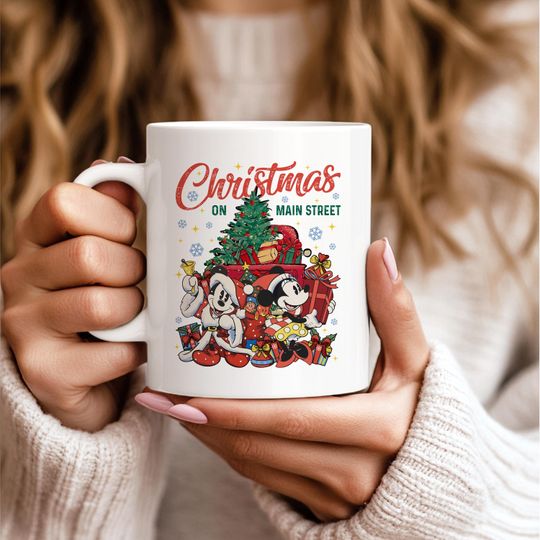 Discover Vintage Mickey and Minniee Christmas On Main Street Mug, Disney Mug, Retro Disney Christmas Mug, Mickey Minniee Christmas Mug, Disney Xmas Mug