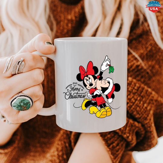 Discover Mickey Minniee Kissing Mistletoe Merry Christmas Mug,Mickey Christmas Mug,Holiday Mickey Minniee T-Mug, Snowflakes Mouse Love,Disneyworld Mug