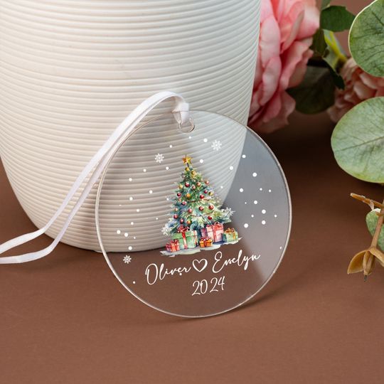 Couples Christmas Ornament, Acrylic 2D Ornament,Personalized Name Acrylic Ornament, Christmas Gift For Couple, Christmas Home Decor Ornament