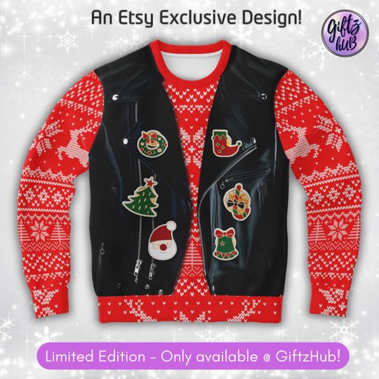 Discover Tacky Ugly christmas sweatshirt, biker sweatshirt, adult gag gift, Christmas Eve gifts, ugly xmas sweater, festive sweatshirt, sons of santa