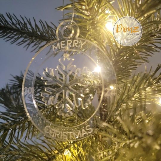 Discover 2024 Dangling Snowflake Ornament | Acrylic Holiday Decoration | Unique Festive Tree Decor | Winter  | Merry Christmas | Choose Your Color