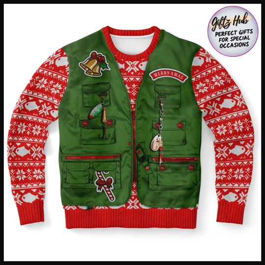 Merry Fishmas Ugly Christmas Sweater for Men, Fish Lover Gift, Fisherman Holiday Sweater