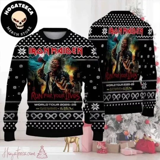 Discover Iron Maiden Run For Your Lives World Tour 2025-2026 OG Chirstmas Ugly Sweater