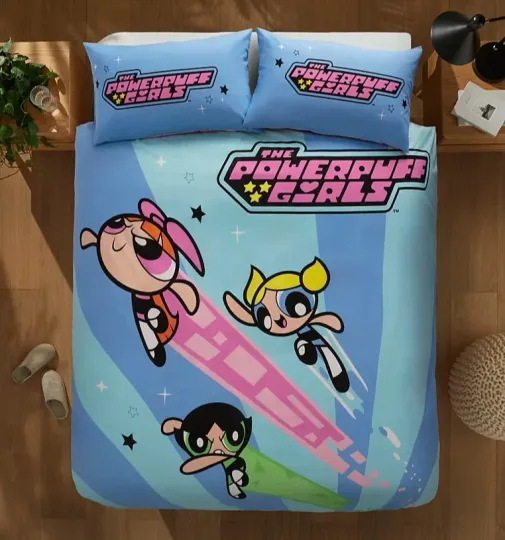 Powerpuff Girls Duvet Set Cartoon Network Blossom, Bubbles & Buttercup Bedding Set