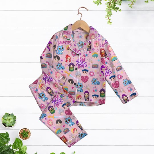 Discover Kpop Pajama Set, Family Sleepwear, Anime Print Sleepwear Pants, Kpop Gift for Fans