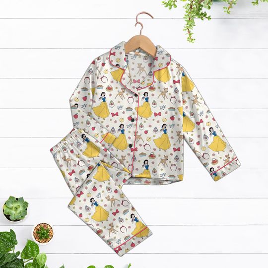 Discover SnowWhite Satin Pajama Set, Disneyworld Holiday Pajamas, Princess Long Pants Sleepwear