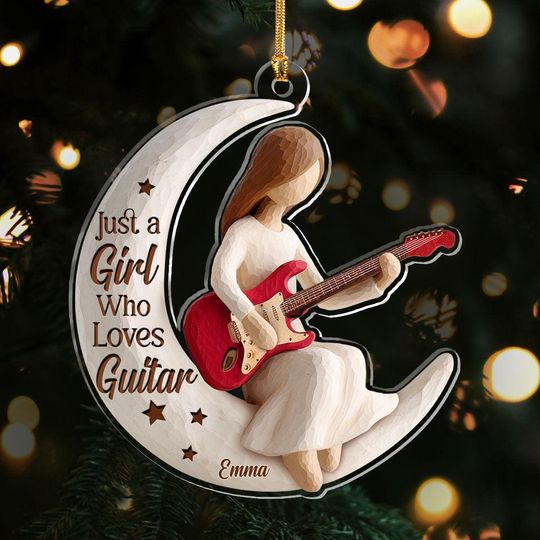 Discover 2D Flat Guitar Lover - Personalized 1-Layer Acrylic Ornament