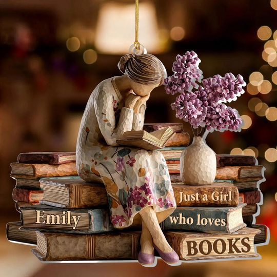 Discover Just A Girl Who Loves Books - Personalized 1-Layer Acrylic Ornament