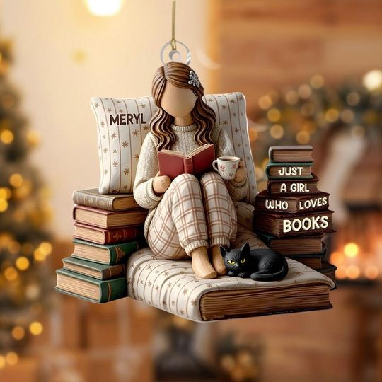 Discover Book Lover 2D Flat Ornament, Just a Girl Who Loves Books, Personalized Reading Decor