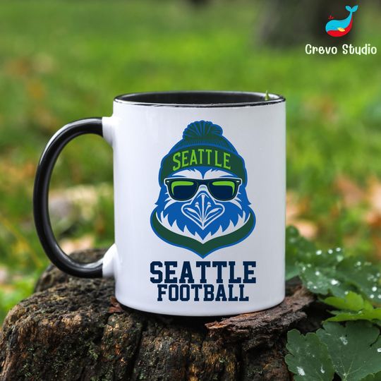 Discover Seattle Football Mug, Custom Coffee Cup Gift, Personalized Name for Seahawk Fan