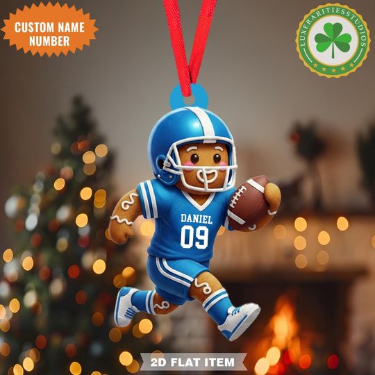 Discover Personalized American Football Gingerbread Christmas Ornament, Flat 2D Ornament, Sport Lover Gift, Christmas Gift Decor For Football Lover