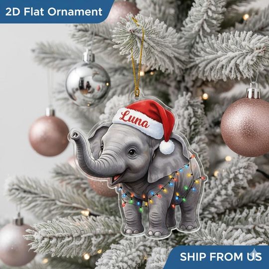 Discover Personalized Elephant Christmas Acrylic Ornament: Custom Animal Acrylic Christmas Keepsake