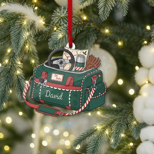 Discover PERSONALIZABLE Travel Bag Christmas Ornament, CUSTOMIZABLE Acrylic Holiday Decoration, Unique Gift for Drivers, Travelers, Family, Friends