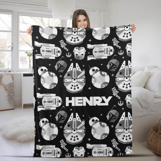 Discover Custom Star War Characters Alphabet Blanket, Star Wars Blanket, Disney Star Wars Galaxy Blanket, Birthday Gift, Christmas Gift UMZK08