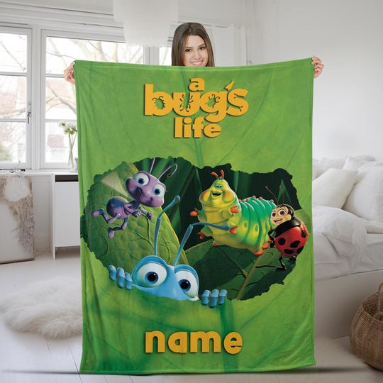 Discover Custom A Bug's Life Blanket, Cartoon Movie Blanket, Christmas Gift, Custom Name Birthday Blanket UM2L09