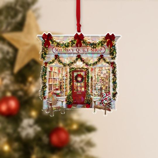 Discover Hologram Quilt Shop Ornament  Personalized Sewing Store Christmas Decoration  Custom Acrylic Ornament