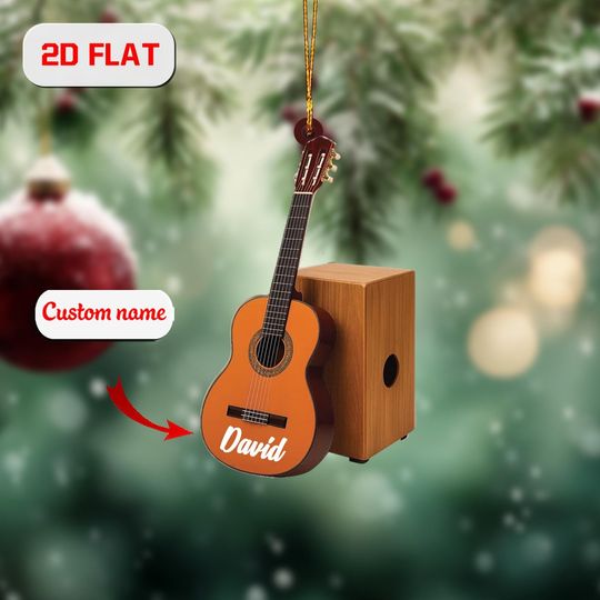 Discover Personalized Guitar Ornament: 2D Acrylic Music Lover Christmas Decor
