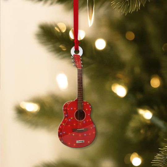 Discover PERSONALIZABLE Acoustic Guitar Ornament, CUSTOMIZABLE Acrylic Music Lover Gift, Christmas Tree Decor, Gift for Him Her Kids Family Friends