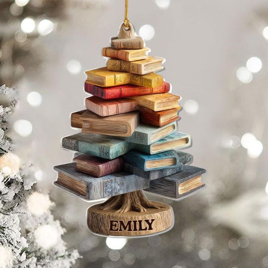 Discover 2D Flat Acrylic Ornament, Christmas Ornament, Personalized Gifts, Book Tree Ornament, Gift For Book Lovers