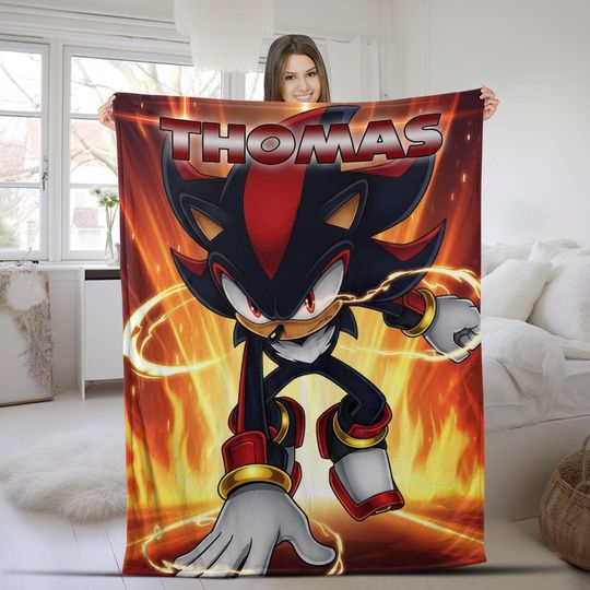 Custom Sonic or Shadow The Hedgehog Blanket, Custom Name Blanket