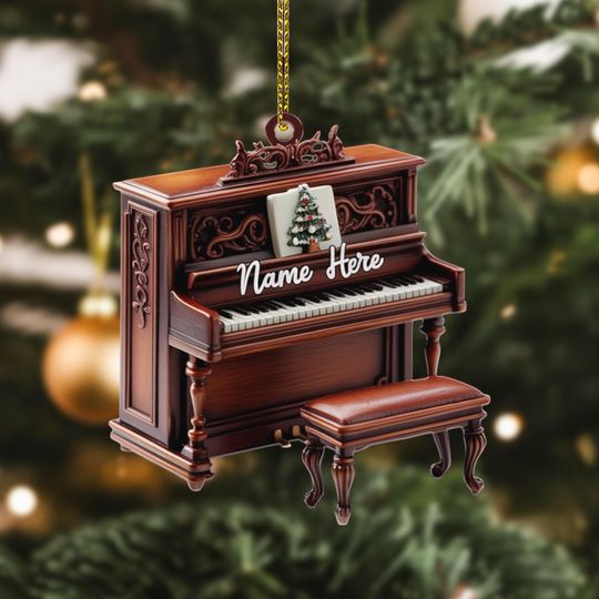 Discover Personalized Piano Ornament with Name, Custom Acrylic Christmas Gift for Music Teacher, Pianist, or Classical Music Lover Tree Decor