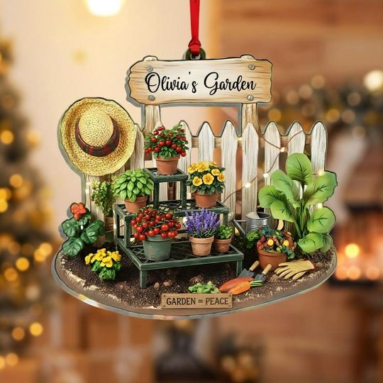 Discover Gardener 2D Flat Ornament, Personalized Acrylic Christmas Gift, Plant Lover Decor