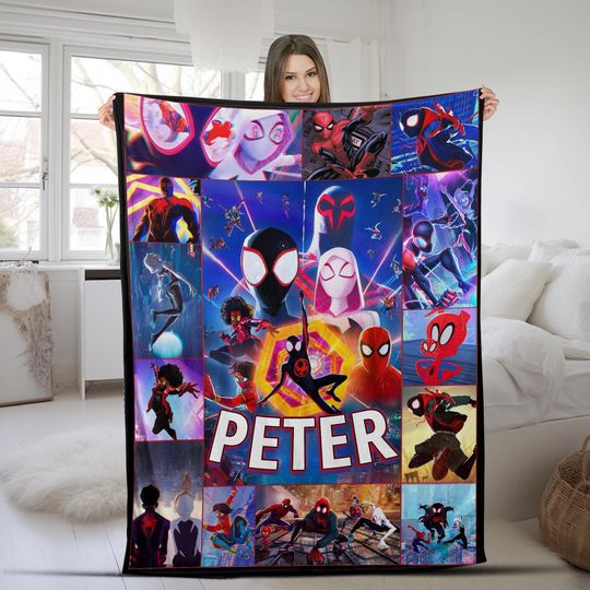 Spider-Man Across the Spider-Verse Blanket, Miles Morales Spider Punk Spider 2099 Blanket