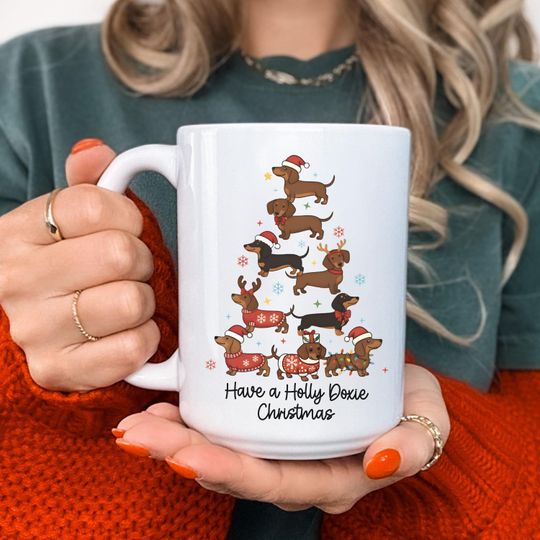 Discover Dachshund Christmas Coffee Mug, Christmas Dog Mug, Doxie Coffee Cup, Wiener Dog Lover Gift, Funny Holiday Coffee Mug, Dog Mom Gift