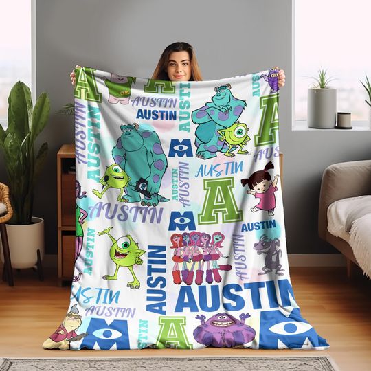 Discover Personalized Monsters Inc Blanket/Custom Name Monster Inc Blanket/Disneyland Birthday Gift Blanket/Monsters Inc Birthday Gifts OGUB16
