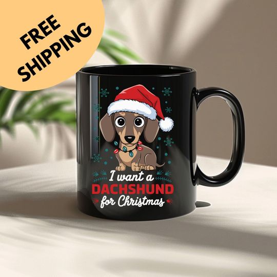 Discover Dachshund Christmas Mug Funny Dachshund Santa Christmas Gift, Dog Holiday Cup, Dachshund Dog Lover Mug for Mom Dad sister Grandma & grandpa
