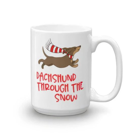 Discover Dachshund through the snow funny Christmas Parody Weiner Dog coffee or tea mug gift, Funny Mugs, Funny Coffee Mugs, Gift for her